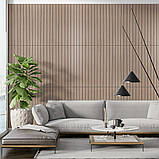 Покриття вінілове самоклеюче 3D рейки 600х600х2,8мм Тік горіховий SW-00002202, фото 6