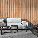 Покриття вінілове самоклеюче 3D рейки 600х600х2,8мм Тік золотистий SW-00002203, фото 6