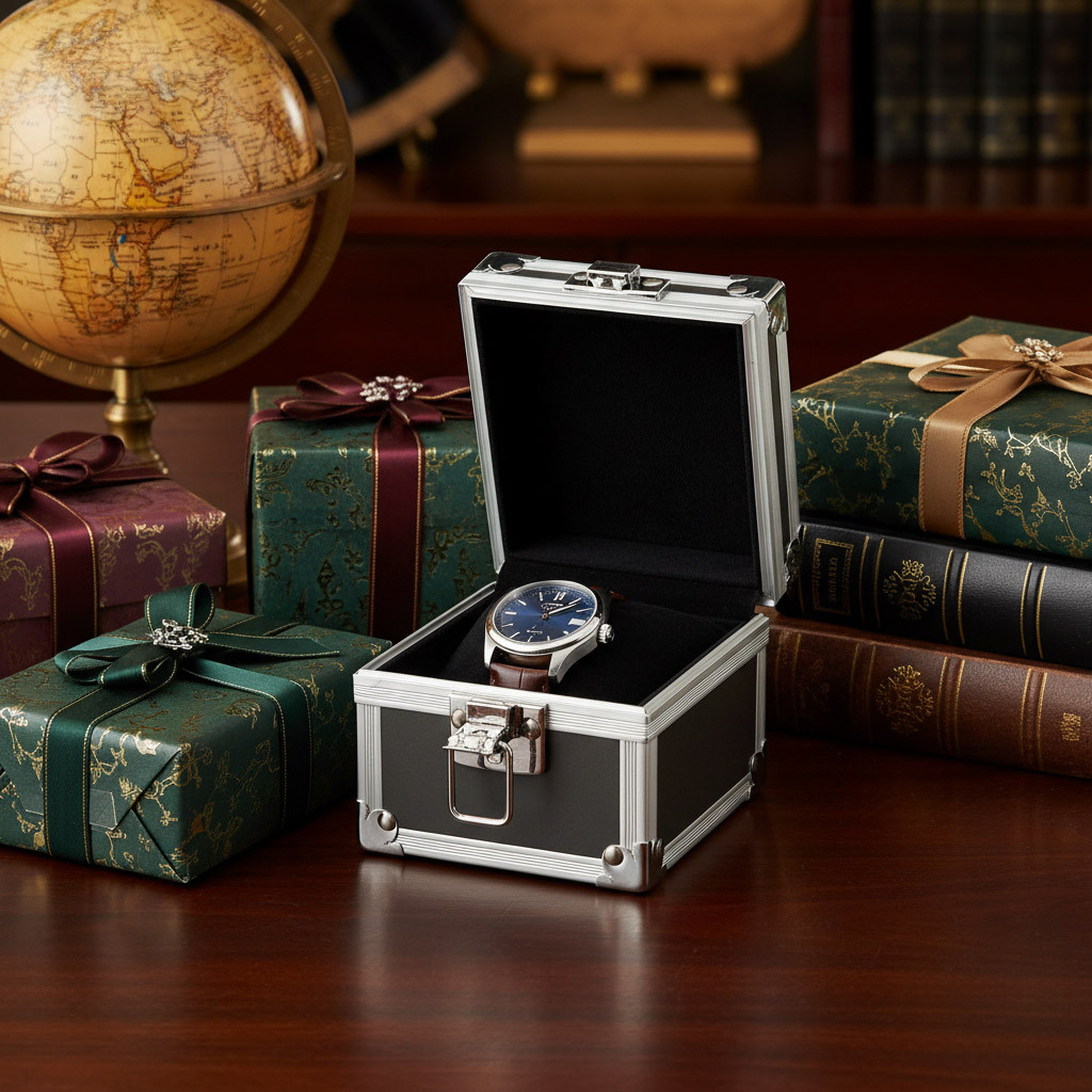 Скринька-бокс для зберігання та перевезення годинників з алюмінію та шкіри від німецького бренду ROTHENSCHILD, фото 1