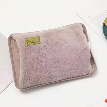 Електрична грілка муфта для рук до 55° (25х19 см) від мережі, Рожевий / Електрогрілка для рук / Плюшева грілка для рук