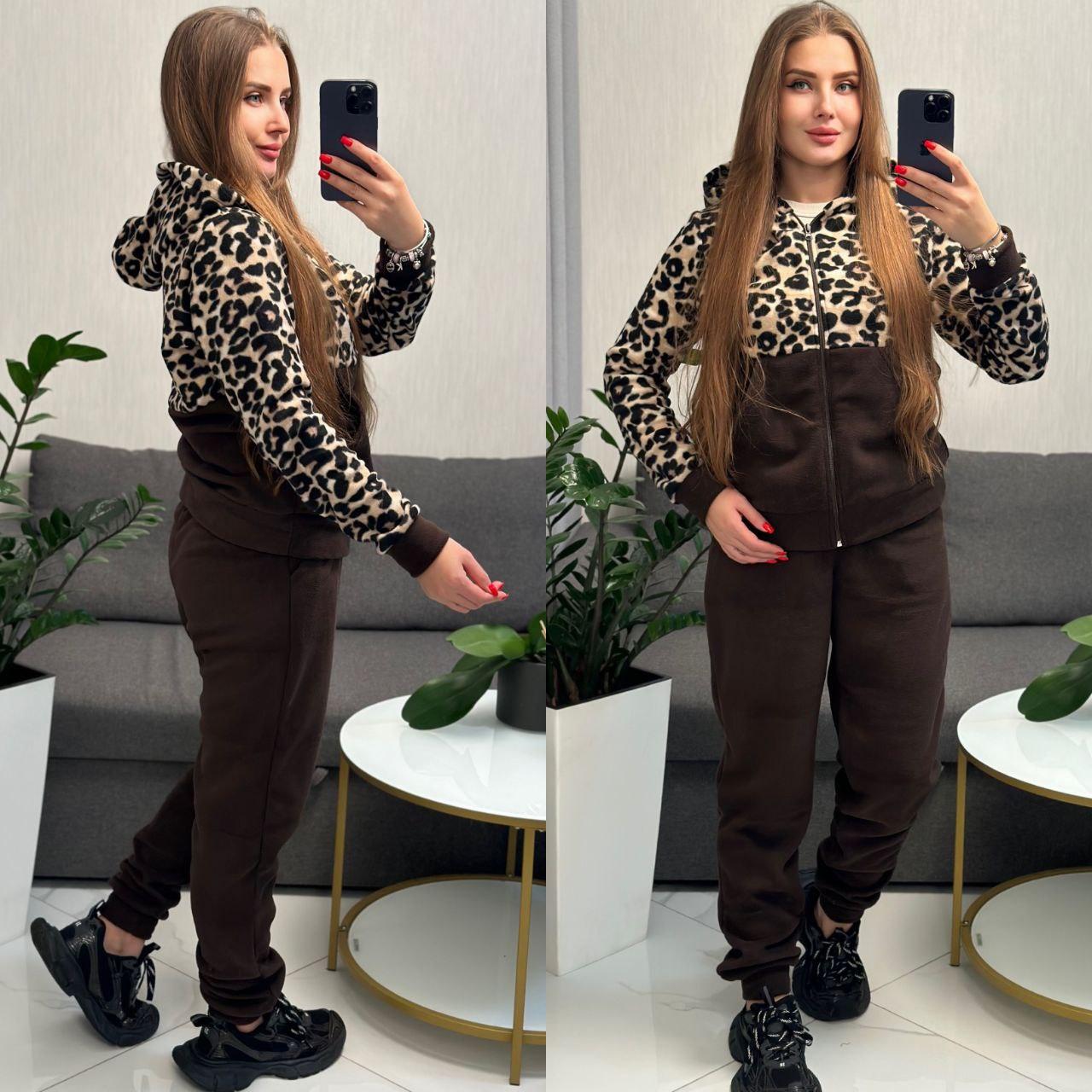 Флісовий жіночий спортивний костюм (Розмір S (42–44), M (46–48), L (50–52)), Шоколад