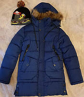 Куртка-пуховик на синтепоне.Б/У Подросток 10-13 лет. Шапка в подарок