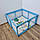 Манеж Дитячий ігровий 120х120см Blue + кульки та килимок, фото 2
