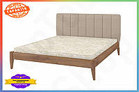 TS Двоспальне ліжко Mebigrand Лондон Горіх TOP NOW світлий з м'яким узголів'ям для спальні затишне ліжко 140х200 SHT55_Q