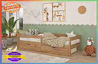 TS Ліжко дитяче Mebigrand Атланта Літл TOP NOW з бортиками та ящиками для дітей 80х190 см дерев'яна сосна SHT55_Q