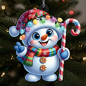 Дерев'яні ялинкові новорічні прикраси і фігурні іграшки красиві подарунки на ялинку новорічний сніговик різдвяна іграшка прикраса