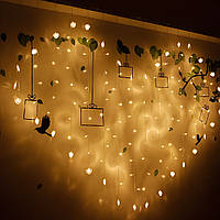 Гірлянда штора “Серце з метеликами” золота, 3×2 м, світлодіодна, від мережі