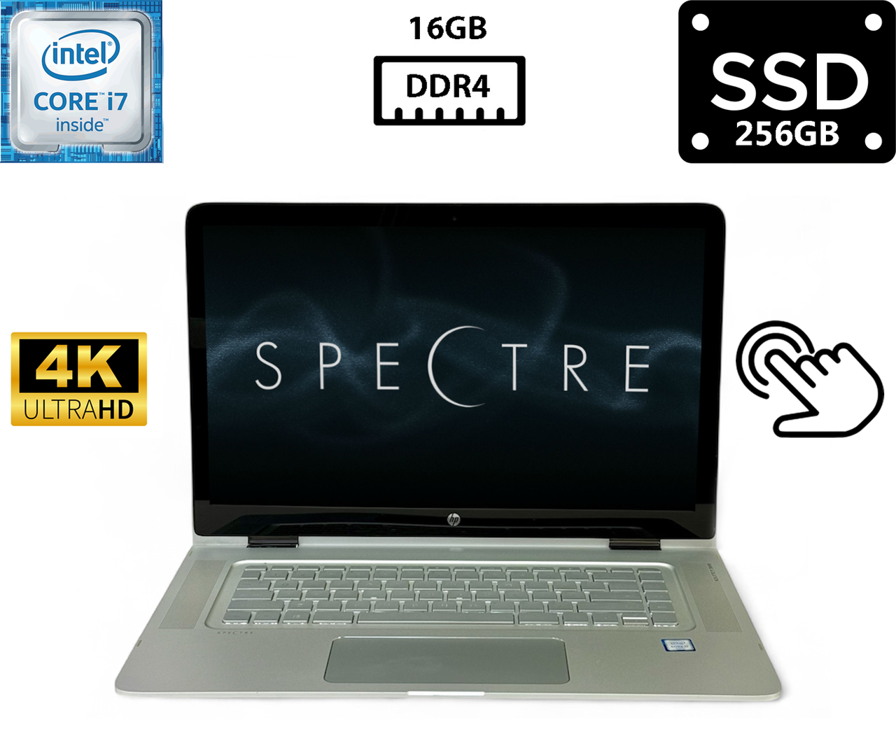 Ноутбук HP Spectre x360 15-ap012dx/15.6" IPS Touch 3840x2160 4K/Core i7-6500U 2.50GHz/16GB DDR4/SSD 256GB/HD Graphics Камера Б/В