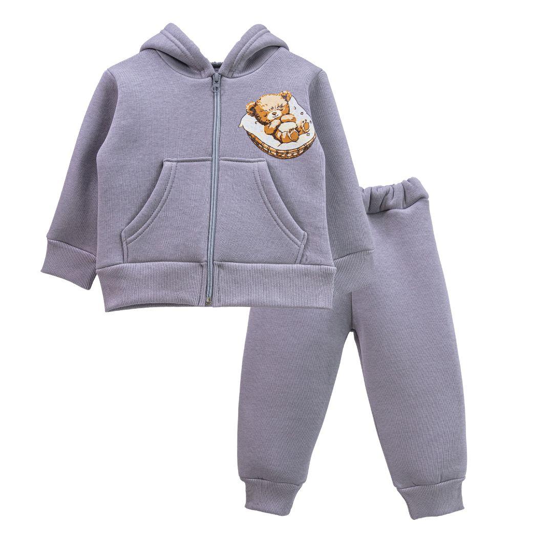 Теплий ясельний костюм для хлопчика на блискавці тринитка з начісуванням, фото 1