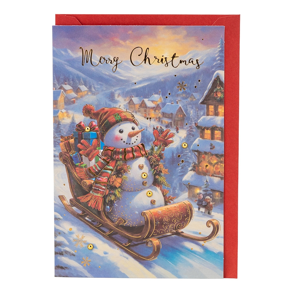 Листівка новорічна з конвертом «Сніговик», фото 1