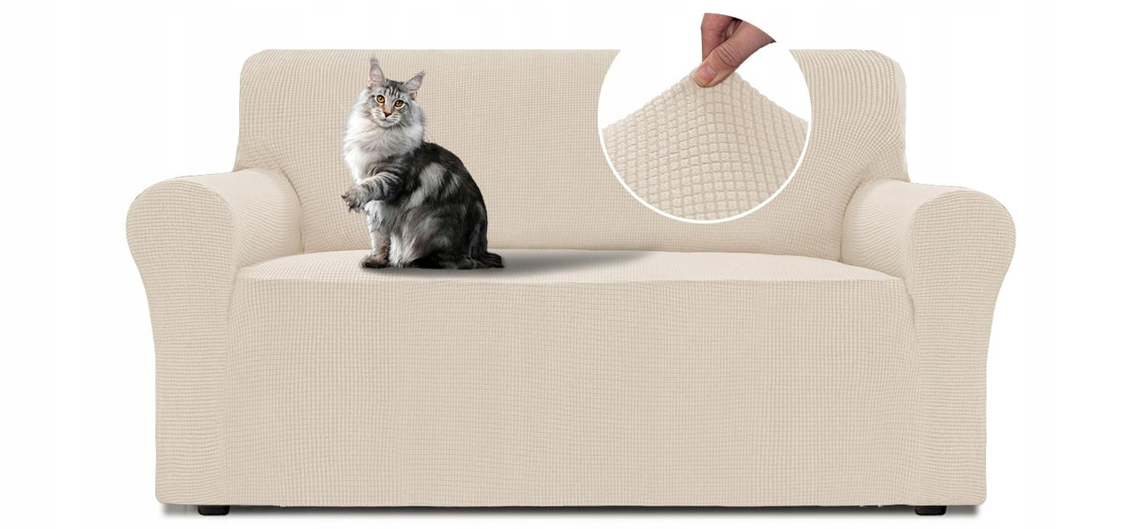 Універсальний еластичний чохол на диван BellaHills, великий розмір 170–185 см, світло-сірий, з підлокітниками, знімний, фото 1