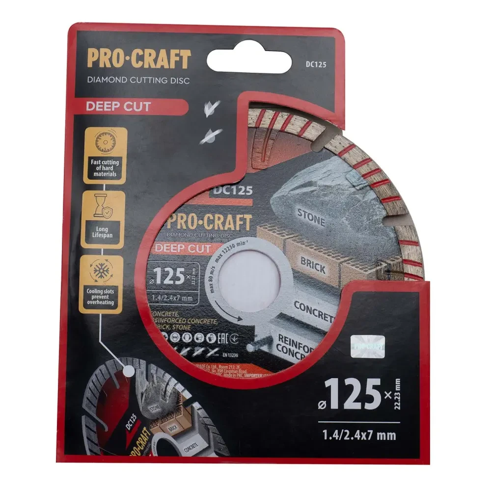 Диск алмазний 125×2.4×22.23 мм сегментний для плитки Procraft DC125, фото 1