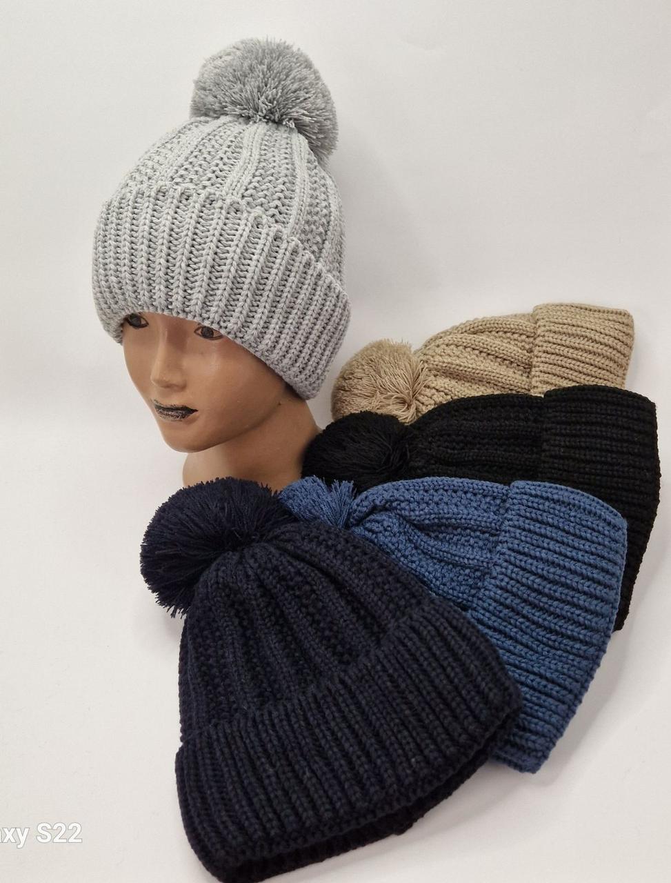 Оптом Шапка з бубоном на флісі для хлопчика  — теплі моделі з 7 км р 48-50