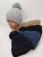 Шапка з бубоном на флісі для хлопчика оптом — теплі моделі з 7 км р 48-50