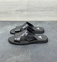 Чоловічі шльопанці шкіряні Black Чорні для літа стильні та зручні