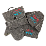 Набір подарунковий для лазні "100% мужик" (шапка+килимок+рукавиця) сірий