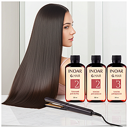 Кератинове випрямлення волосся набір на 4 процедури - Inoar G.Hair Hair Keratin, 3х200 ml