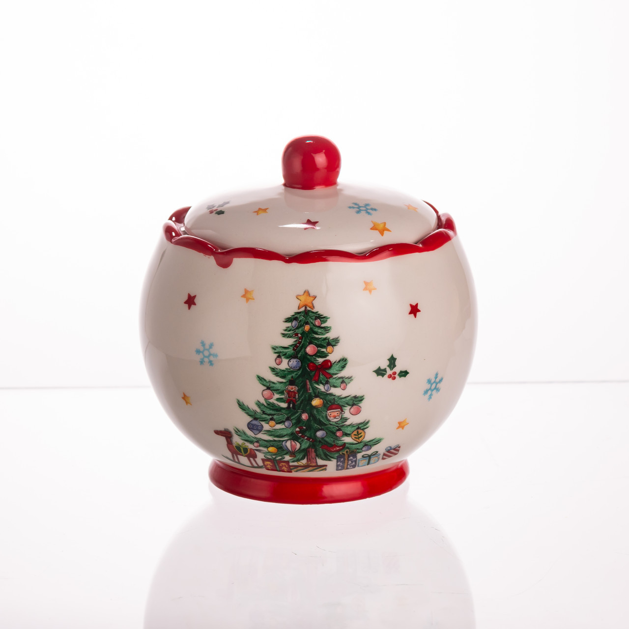 Цукорниця порцелянова новорічна New Year 500 (мл) з кришкою CR-1-5, фото 1