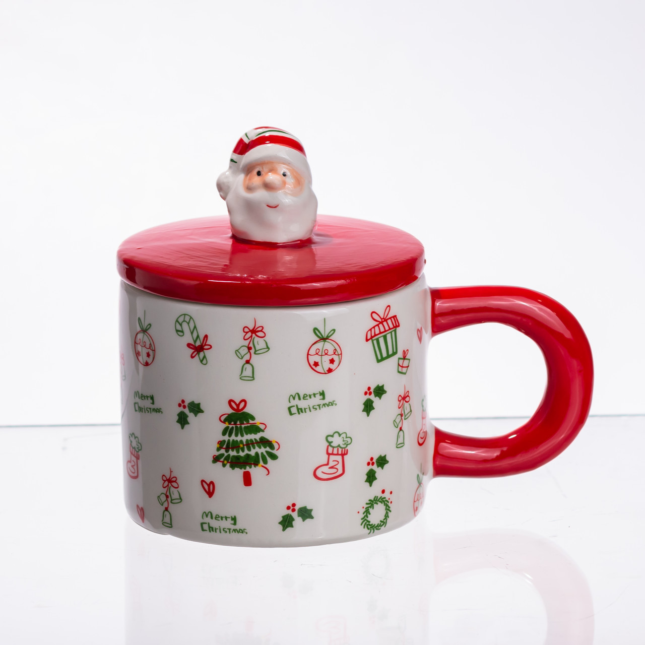 Новорічна порцелянова чашка з кришкою Merry Christmas 350 (мл) CR-1-20, фото 1