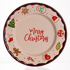 Новорічна тарілка з порцеляни Merry Christmas т Ø27.5 см CR-1-39