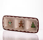 Менажниця порцелянова Merry Christmas на 3 секції 30×11×2.5 (см) прямокутна CR-1-41, фото 3