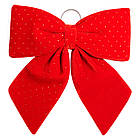 Оксамитовий бант для декору зі стразами на ялинку 45×50 (см) Червоний CR-2-6, фото 2