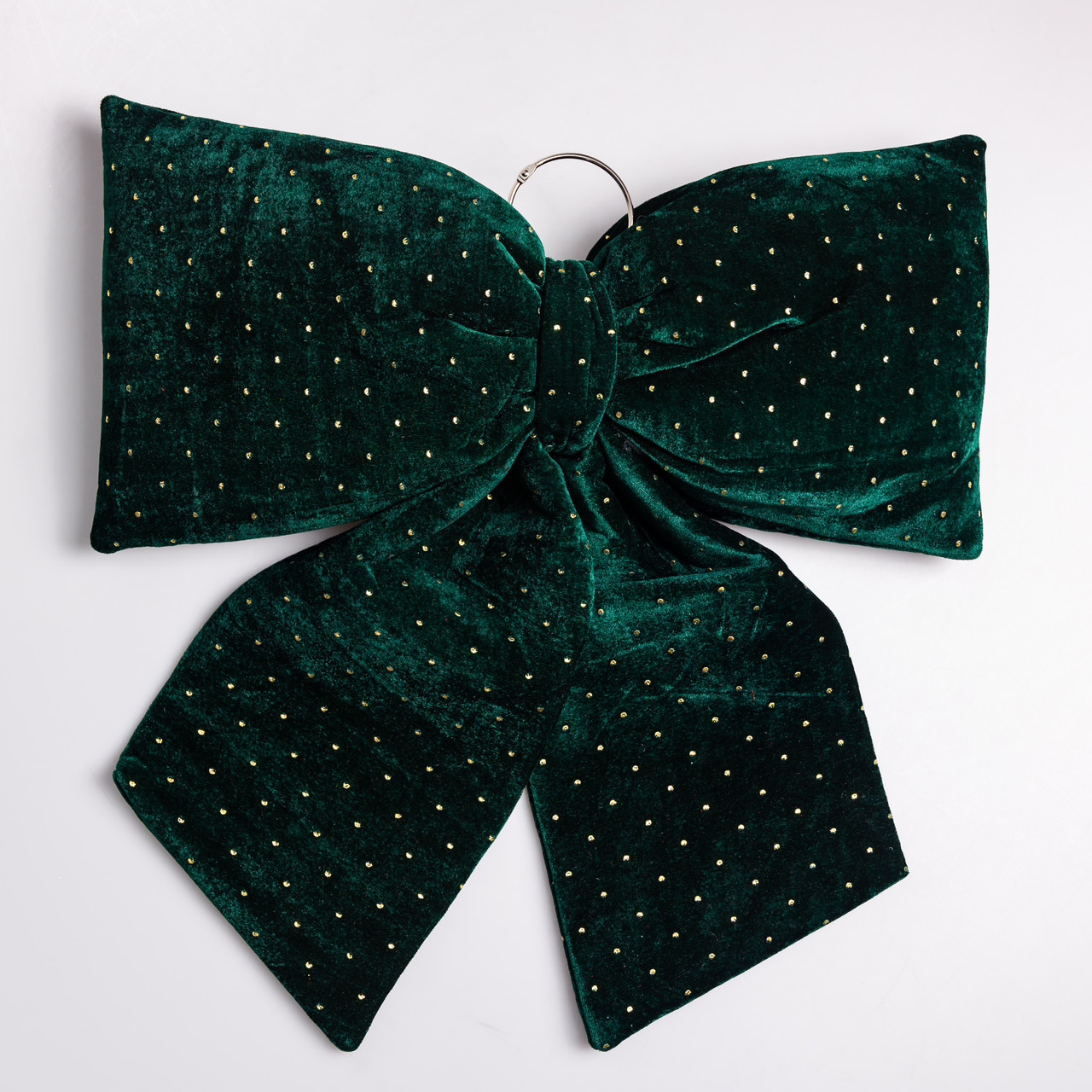 Оксамитовий бант для декору зі стразами на ялинку 55×70 (см) Зелений CR-2-9, фото 1