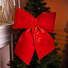 Оксамитовий бант для декору на ялинку 35×45 (см) Червоний CR-2-15, фото 2