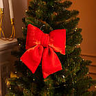 Оксамитовий бант для декору на ялинку 25×35 (см) Червоний CR-2-16, фото 2