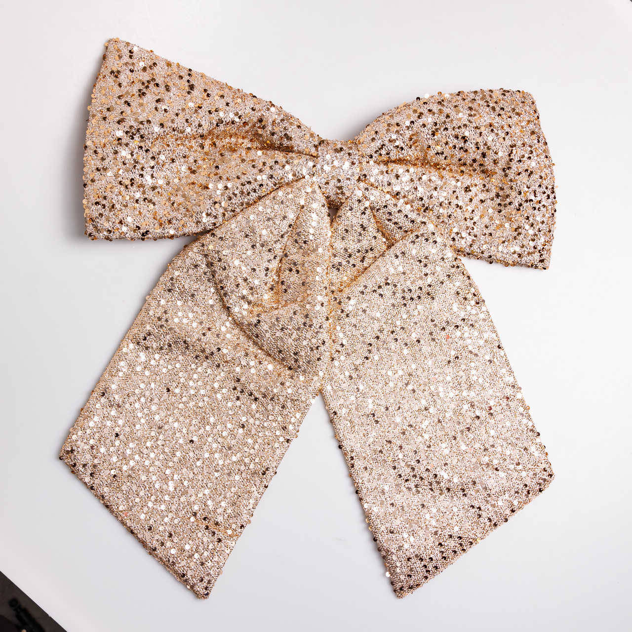 Бант новогодний для декора с пайетками на елку 55×70 (см) Золотистый CR-2-21, фото 1