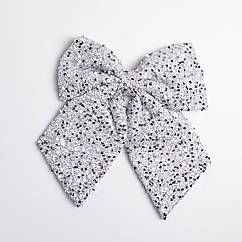 Бант новорічний для декору з паєтками на ялинку 35×45 (см) Сріблястий CR-2-27