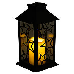 Ліхтар декоративний 14×14×30 (см) підвісний з LED підсвічуванням Чорний CR-3-2