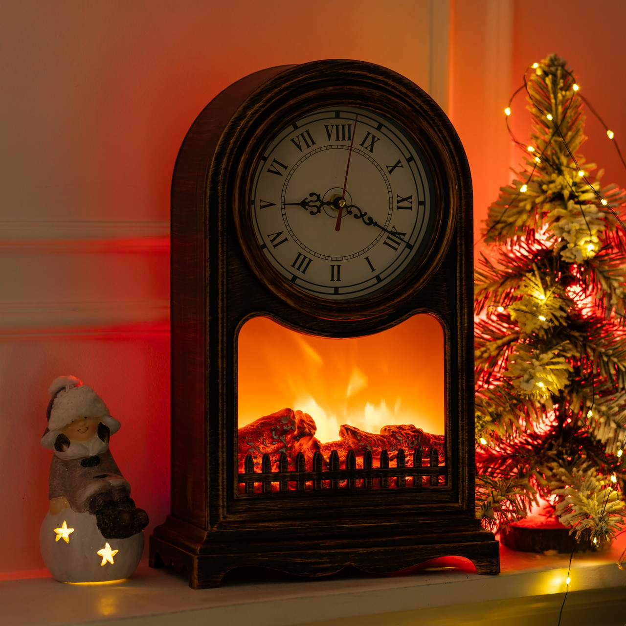 Декоративний камін-годинник LED-підсвічування USB 14.5×12×27 (см) CR-3-5, фото 1