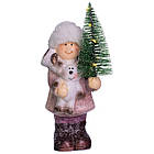 Новорічна фігурка з підсвіткою Дівчинка з ялинкою з фарфору 12×8×23 (см) новорічний декор для дому, квартири, офісу CR-5-3, фото 5