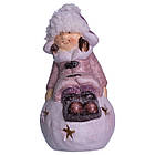 Новорічна фігурка з підсвіткою Дівчинка на сніговій кулі з фарфору 7×7×16 (см) новорічний декор для дому, квартири на подарунок, фото 2