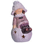 Новорічна фігурка з підсвіткою Дівчинка на сніговій кулі з фарфору 7×7×16 (см) новорічний декор для дому, квартири на подарунок, фото 5