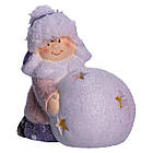 Новорічна фігурка з підсвіткою Дівчинка зі сніговою кулею з фарфори 11×7×12 (см) новорічний декор для дому, квартири на подарунок, фото 2