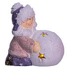 Новорічна фігурка з підсвіткою Дівчинка зі сніговою кулею з фарфори 11×7×12 (см) новорічний декор для дому, квартири на подарунок, фото 4