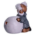 Новорічна фігурка з підсвіткою Дівчинка зі сніговою кулею з фарфори 11×7×12 (см) новорічний декор для дому на подарунок CR-5-12, фото 3