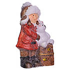 Новорічна декоративна фігурка з підсвіткою 12×6×20 см Новорічний декор Дівчинка з подарунком з порцеляни CR-5-17, фото 4