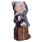 Новорічна декоративна фігурка з підсвіткою 9×10×19 см Новорічний декор Дівчинка з подарунком з порцеляни CR-5-18, фото 4