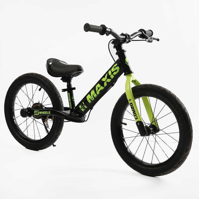 Велобіг дитячий 16 дюймів CORSO MAXIS MX-71065, ручне заднє гальмо, підніжка, дзвінок, біговел, фото 1