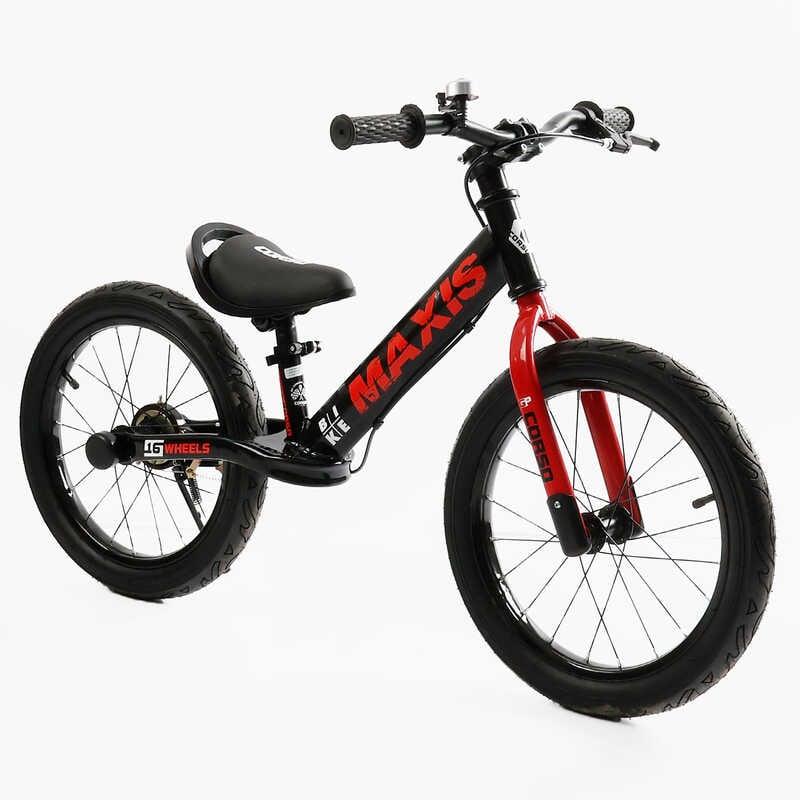 Біговел дитячий 16 дюймів CORSO MAXIS MX-30909, ручне заднє гальмо, підніжка, дзвінок, велобіг, фото 1