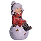 Новорічна декоративна фігурка з підсвіткою 9.5×8×16 (см) Новорічний декор Дівчинка на сніговій кулі з порцеляни CR-5-19, фото 2