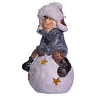 Новорічна декоративна фігурка з підсвіткою 10×8.5×16 см Новорічний декор Дитина на сніговій кулі з порцеляни CR-5-20, фото 4