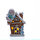 Новорічна декоративна фігурка з підсвіткою 14×9×20 см Новорічний декор Будиночок зі сніговиком з порцеляни CR-6-5, фото 2