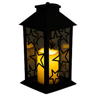 Ліхтар декоративний 14×14×30 (см) підвісний з LED підсвічуванням Чорний CR-3-2