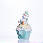 Новорічна декоративна фігурка з підсвіткою 10×10×17.5 см Новорічний декор Санта-Клаус на кексі з порцеляни CR-6-7, фото 3