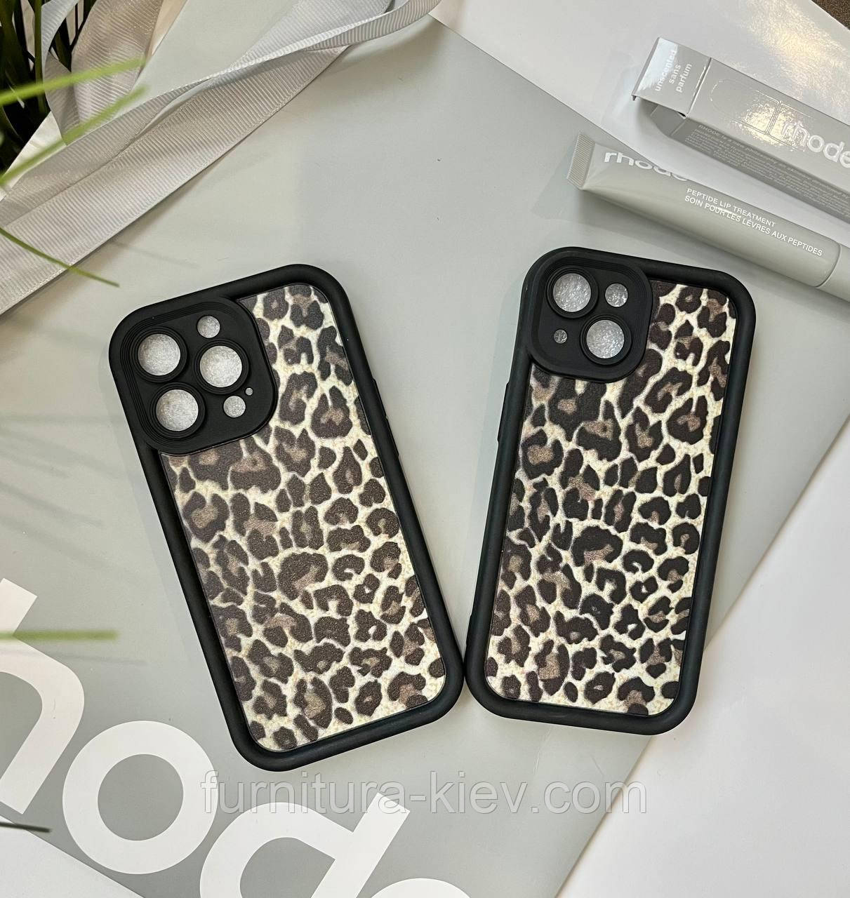 Чохол чорний леопардовий принт на iPhone 15, фото 1