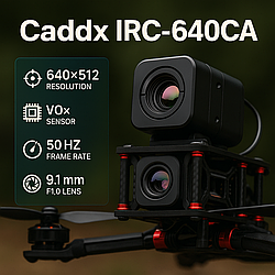 Тепловізійна камера Caddx IRC-640CA 640×512 для FPV-дронів, неохолоджуваний сенсор VOx, об’єктив 9.1 мм F1.0, 50 Гц PAL вихід